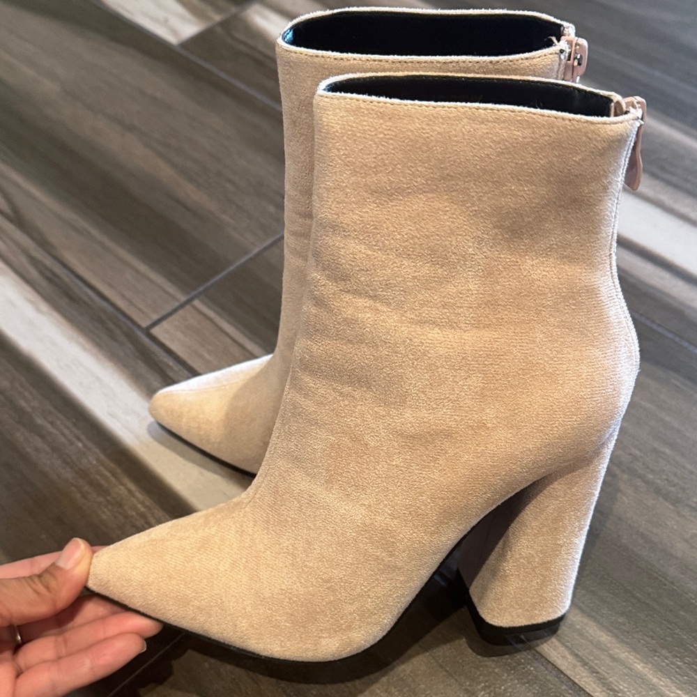 Fashion Nova Chic Beige Heeled Boots